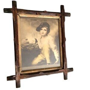 SIR HENRY RAEBURN Boy with Rabbit Photo Print Framed Rustic Cottagecore Wall Art
